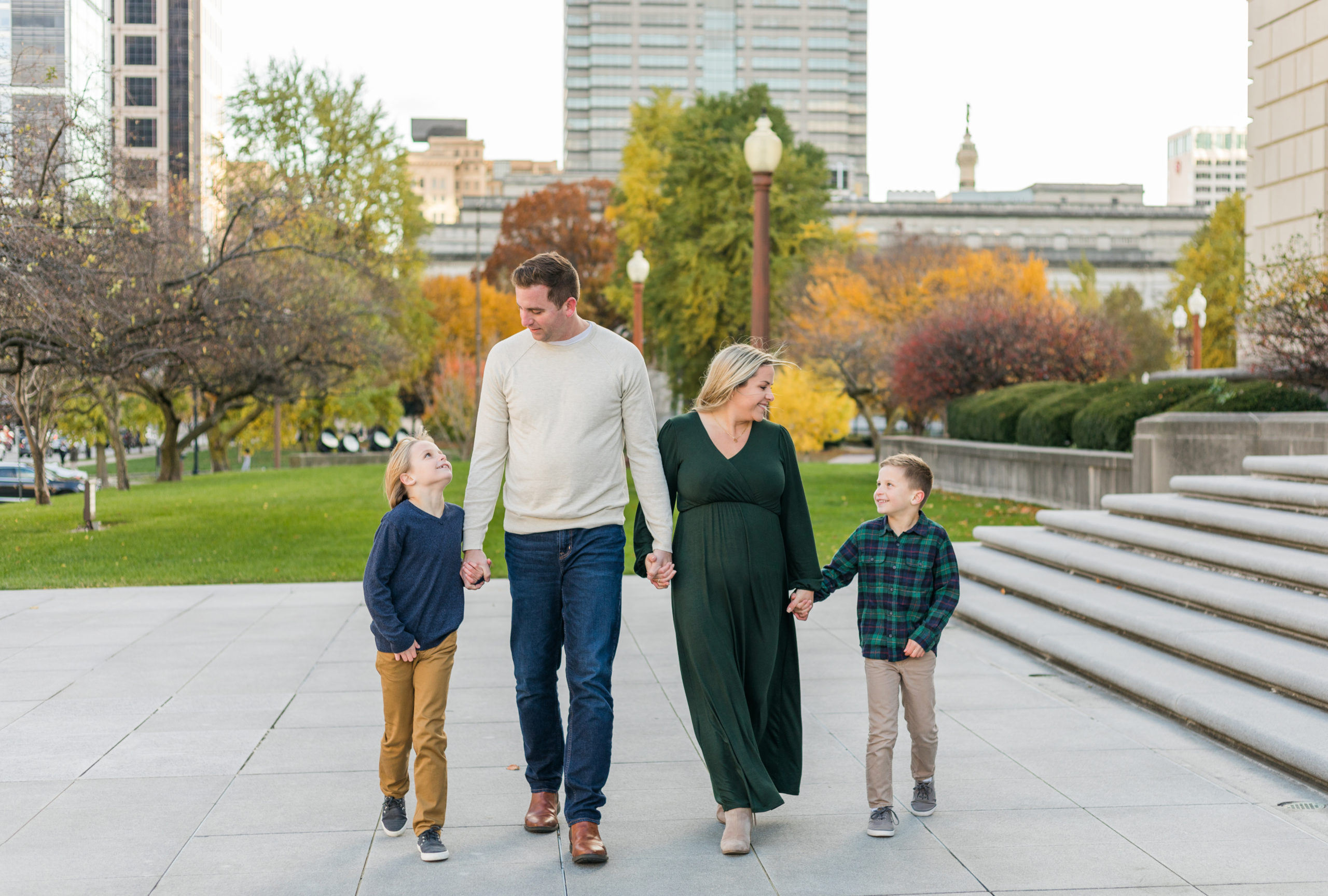 Gorgeous fall family of 4 session taken downtown Indianapolis, IN.